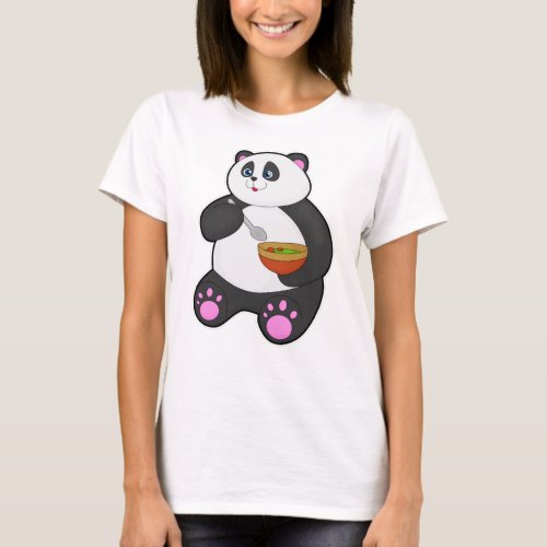Panda at Eating with Spoon  Bowl T_Shirt