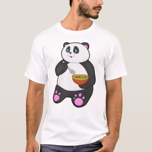 Panda at Eating with Spoon  Bowl T_Shirt