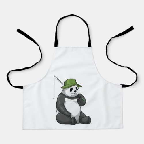 Panda at Fishing with Fishing rod Apron