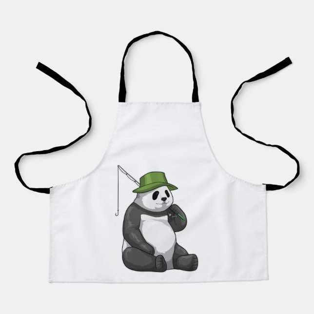 Panda at Fishing with Fishing rod Apron (Front)