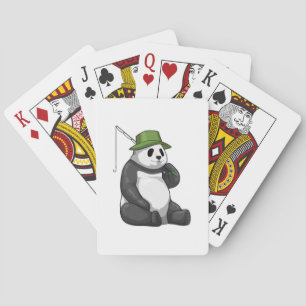Panda at Fishing with Fishing rod Poker Cards