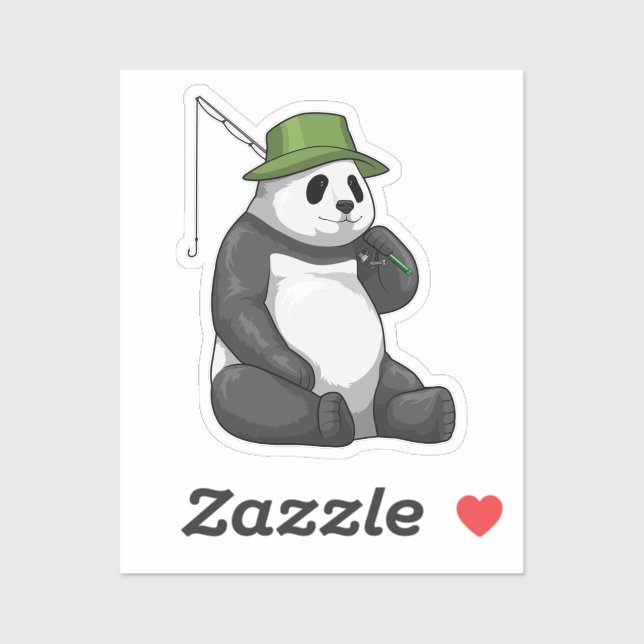 Panda at Fishing with Fishing rod Sticker (Sheet)