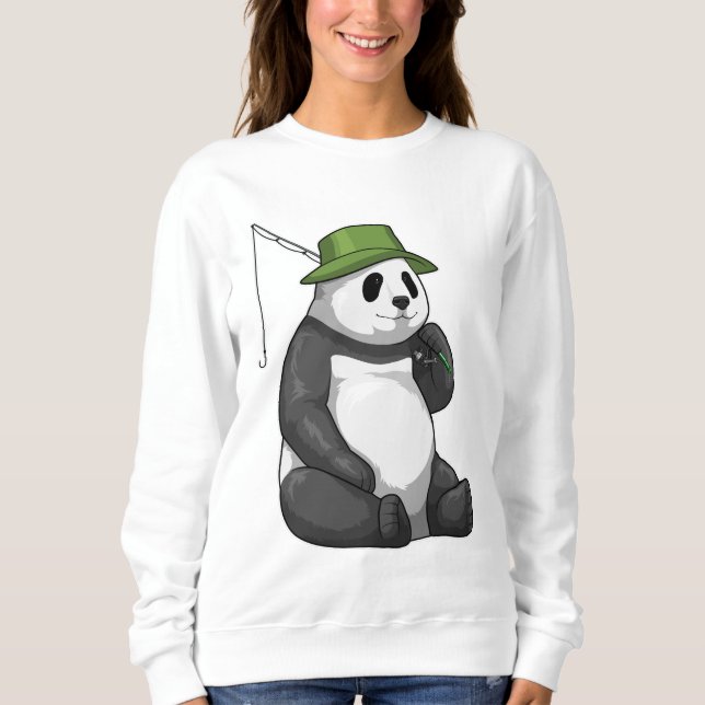 Panda at Fishing with Fishing rod Sweatshirt (Front)