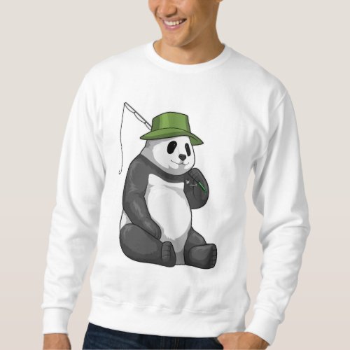 Panda at Fishing with Fishing rod Sweatshirt