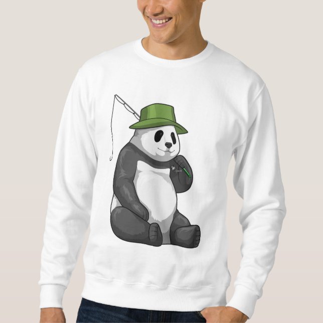 Panda at Fishing with Fishing rod Sweatshirt (Front)