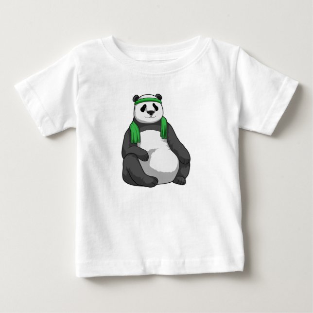 Panda at Fitness with Towel Baby T-Shirt (Front)