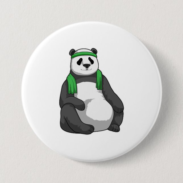 Panda at Fitness with Towel Button (Front)