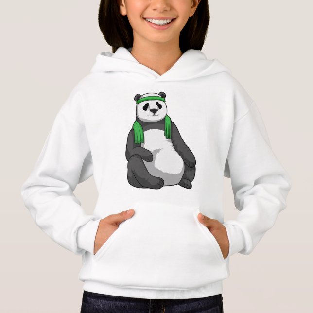 Panda at Fitness with Towel Hoodie (Front)