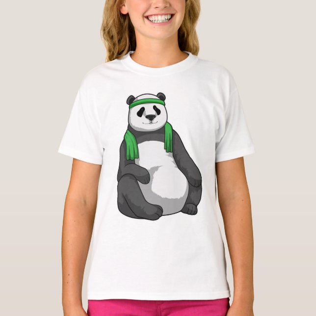Panda at Fitness with Towel T-Shirt (Front)