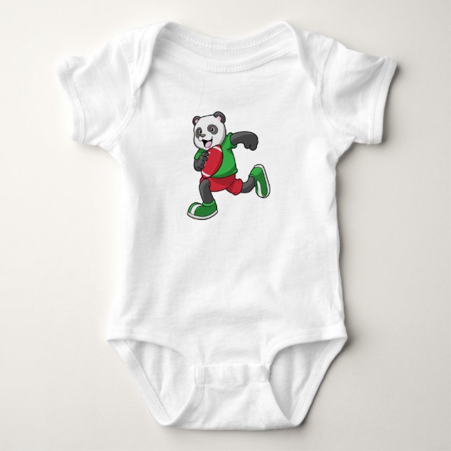 Panda at Football with Equipment Baby Bodysuit (Front)