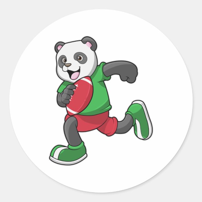 Panda at Football with Equipment Classic Round Sticker (Front)