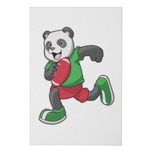 Panda at Football with Equipment Faux Canvas Print