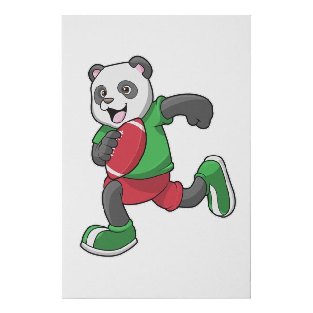 Panda at Football with Equipment Faux Canvas Print (Front)