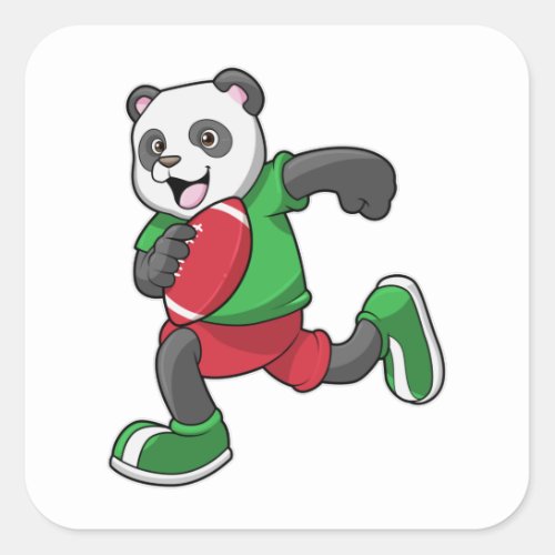 Panda at Football with Equipment Square Sticker