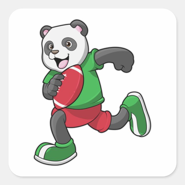 Panda at Football with Equipment Square Sticker (Front)
