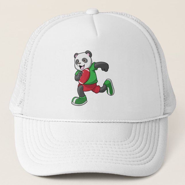 Panda at Football with Equipment Trucker Hat (Front)