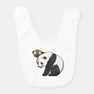 Panda at Handball Sports Baby Bib