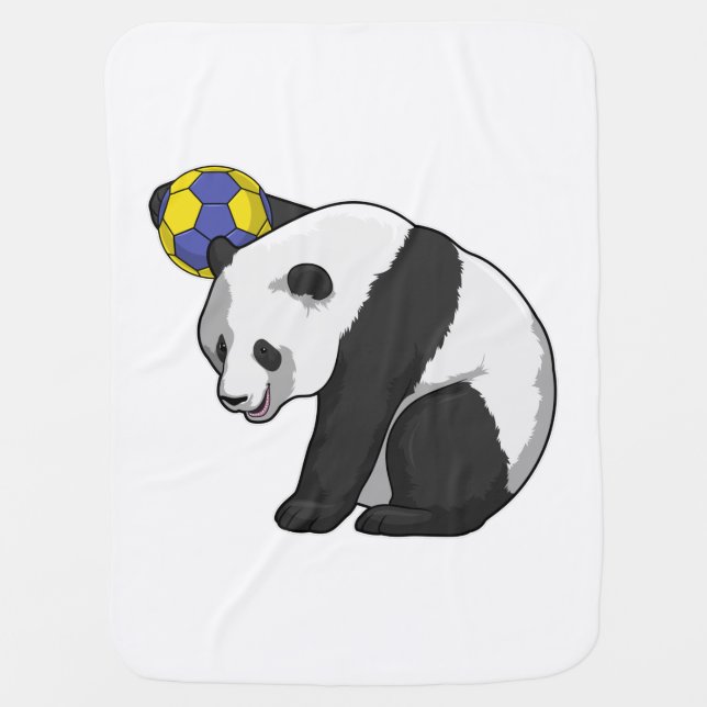 Panda at Handball Sports Baby Blanket (Front)