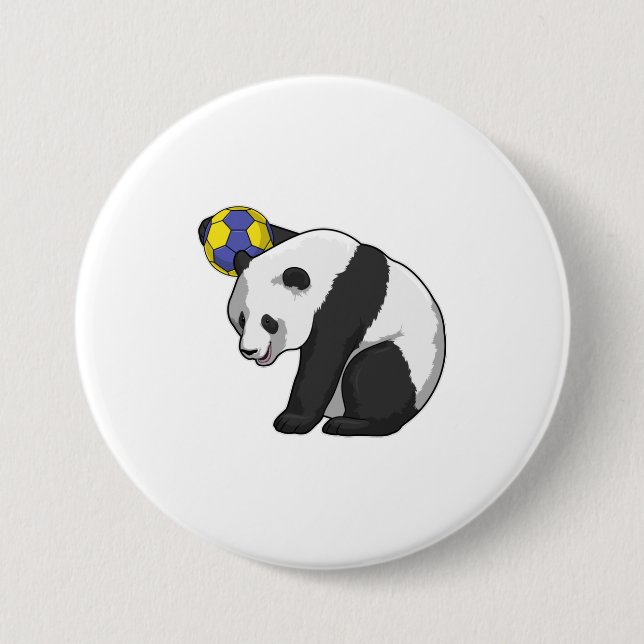 Panda at Handball Sports Button (Front)