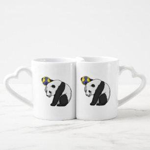 Panda at Handball Sports Coffee Mug Set
