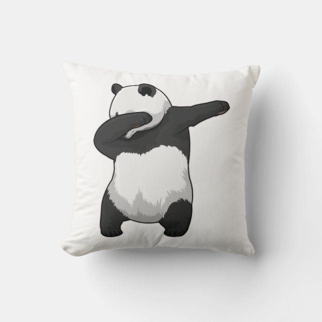 Panda at Hip Hop Dance Dab Throw Pillow (Front)