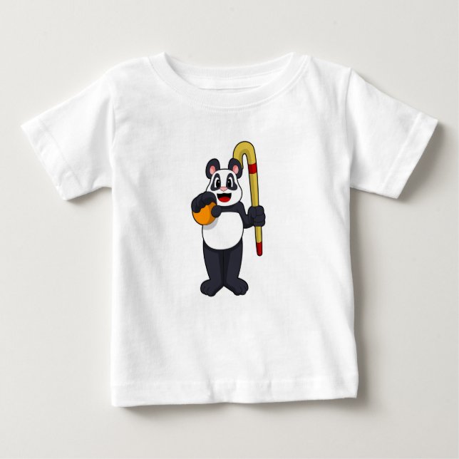 Panda at Hockey with Hockey bat Baby T-Shirt (Front)