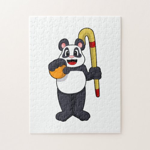 Panda at Hockey with Hockey bat Jigsaw Puzzle