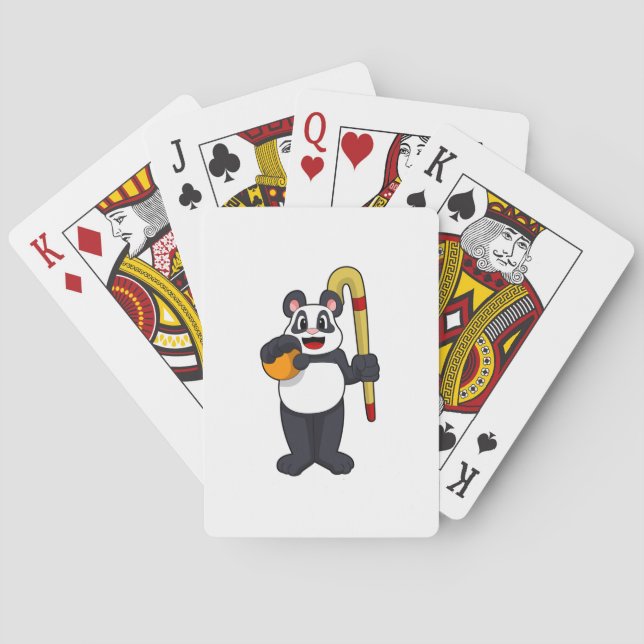 Panda at Hockey with Hockey bat Poker Cards (Back)
