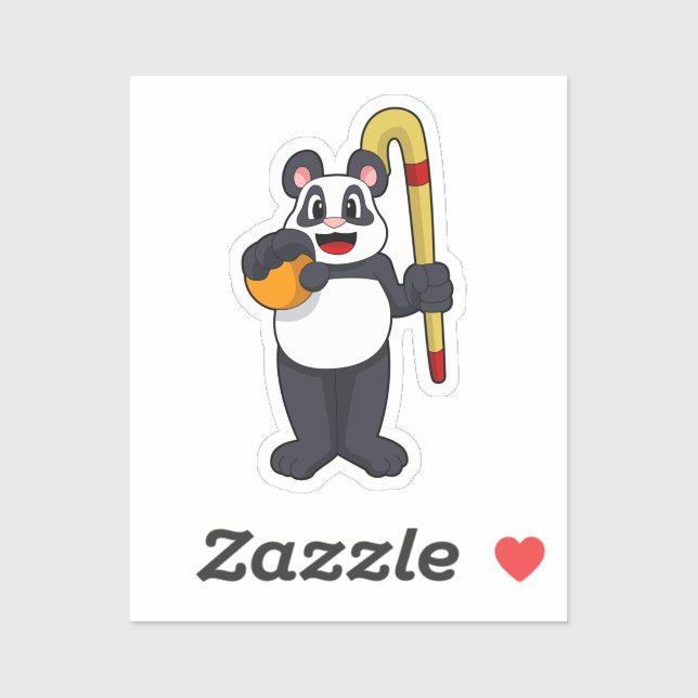 Panda at Hockey with Hockey bat Sticker (Sheet)