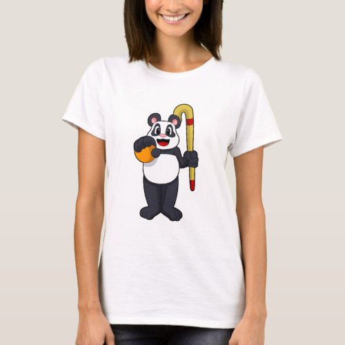 Panda at Hockey with Hockey bat T_Shirt