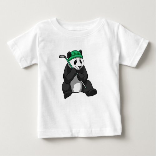 Panda at Ice hockey with Ice hockey stick Baby T_Shirt