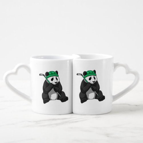 Panda at Ice hockey with Ice hockey stick Coffee Mug Set