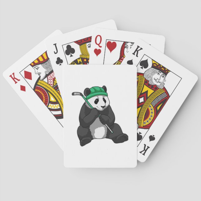 Panda at Ice hockey with Ice hockey stick Poker Cards (Back)
