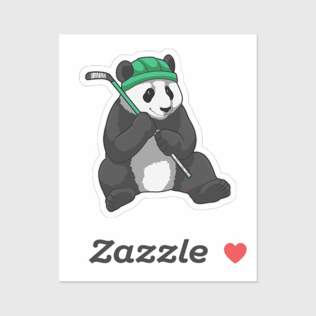 Panda at Ice hockey with Ice hockey stick Sticker (Sheet)