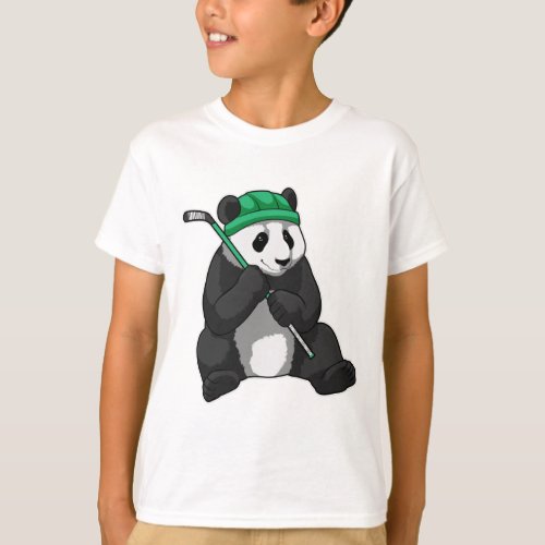 Panda at Ice hockey with Ice hockey stick T_Shirt