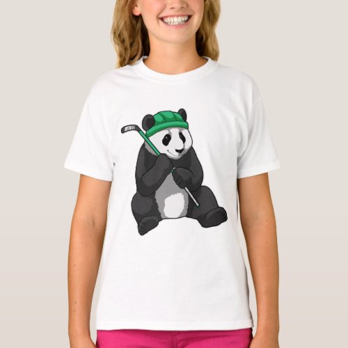 Panda at Ice hockey with Ice hockey stick T_Shirt