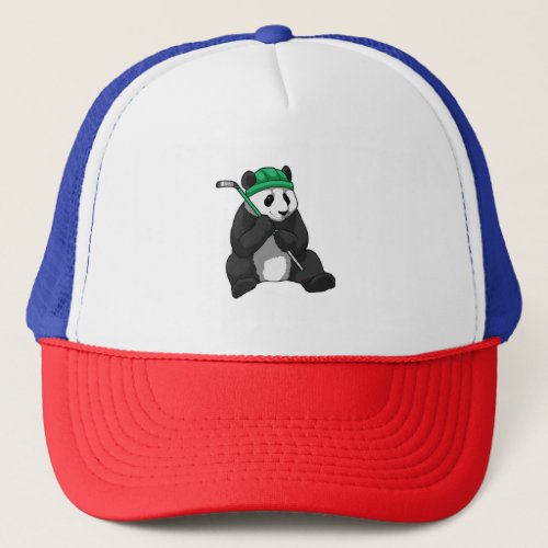Panda at Ice hockey with Ice hockey stick Trucker Hat