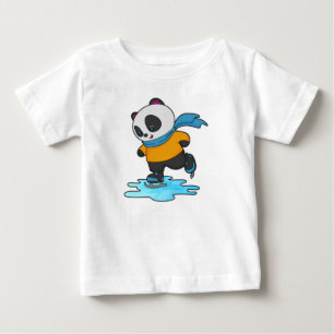 Panda at Ice skating with Ice skates & Scarf Baby T-Shirt