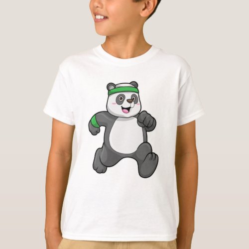 Panda at Jogging with Headband  Sweatband T_Shirt