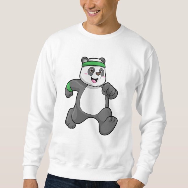 Panda at Jogging with Headband Sweatshirt (Front)