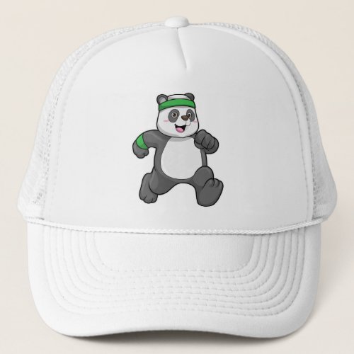 Panda at Jogging with Headband Trucker Hat