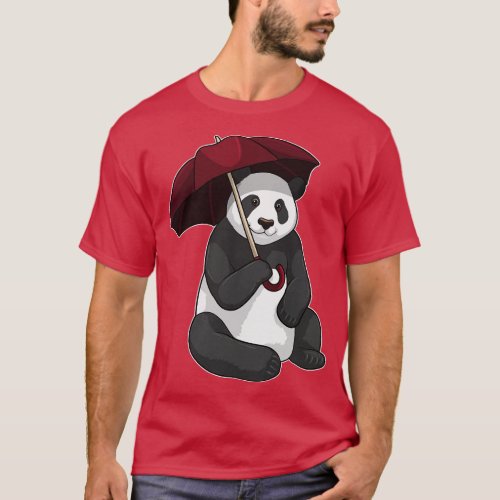 Panda at Rain with Umbrella T_Shirt