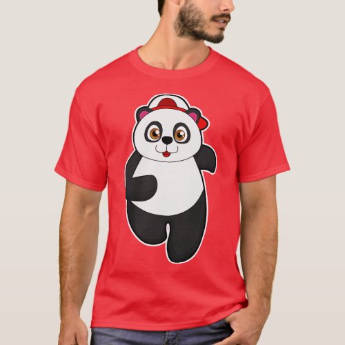 Panda at Running with Cap T_Shirt