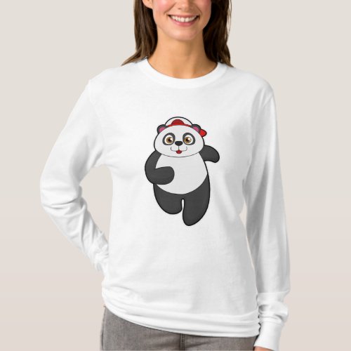 Panda at Running with Cap T_Shirt