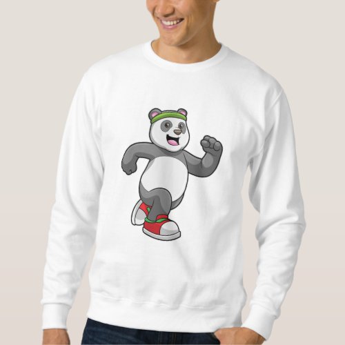 Panda at Running with Headband Sweatshirt