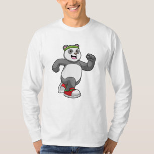 Panda at Running with Headband T-Shirt