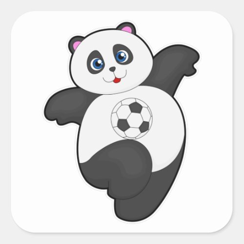 Panda at Soccer Sports Square Sticker