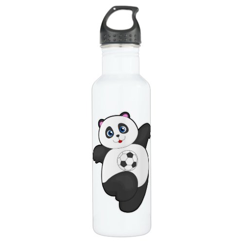 Panda at Soccer Sports Stainless Steel Water Bottle