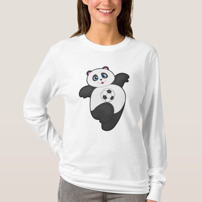 Panda at Soccer Sports T-Shirt (Front)