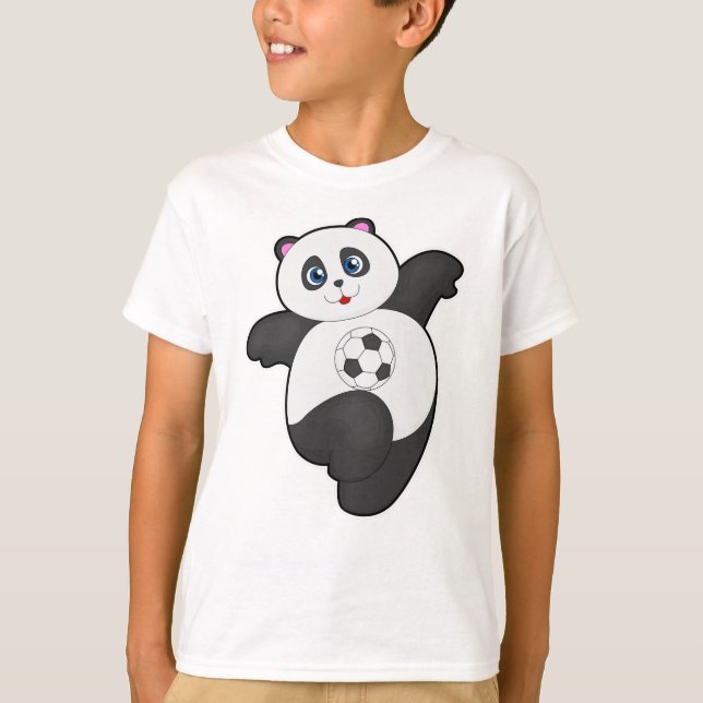 Panda at Soccer Sports T-Shirt (Front)